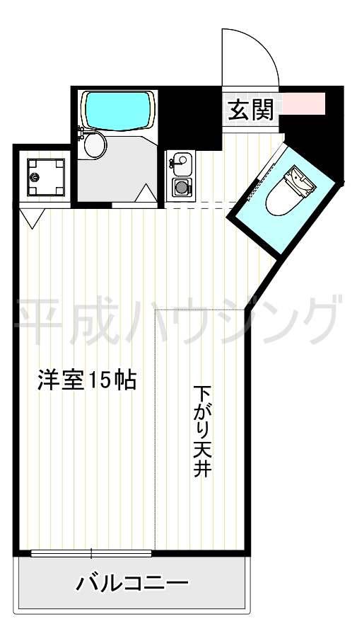 ゴールドハイム(ワンルーム/6階)の間取り写真