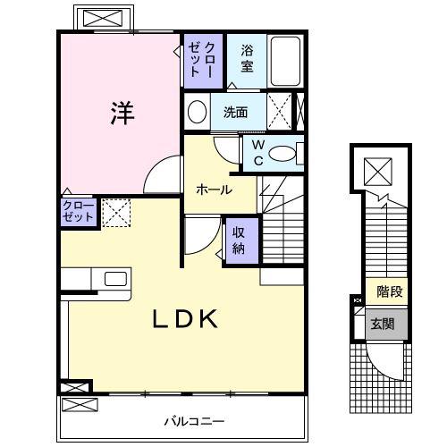 ミニョン カナージュ III(1LDK/2階)の間取り写真
