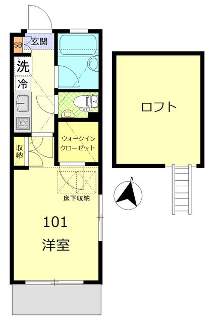 コートドール汐入(1K/1階)の間取り写真