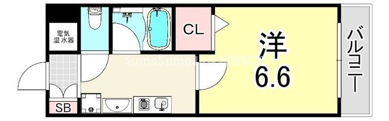 レジスコート東難波I(1K/2階)の間取り写真