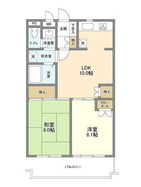プラージュ高田馬場(2LDK/4階)の間取り写真