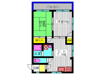 アネックス綾瀬(2DK/4階)の間取り写真