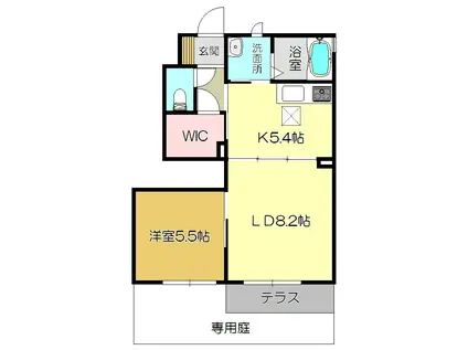 ラフィーネ三室参番館A(1LDK/1階)の間取り写真