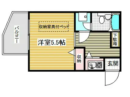 ライオンズマンション大倉山公園(1K/2階)の間取り写真