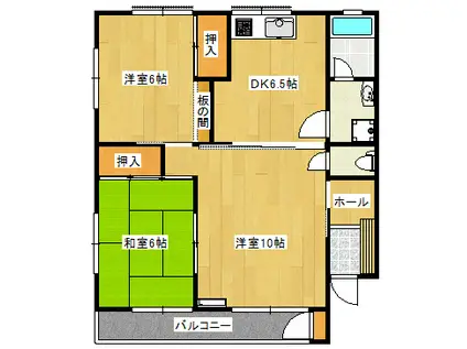 カーサベル壱番館(3DK/1階)の間取り写真