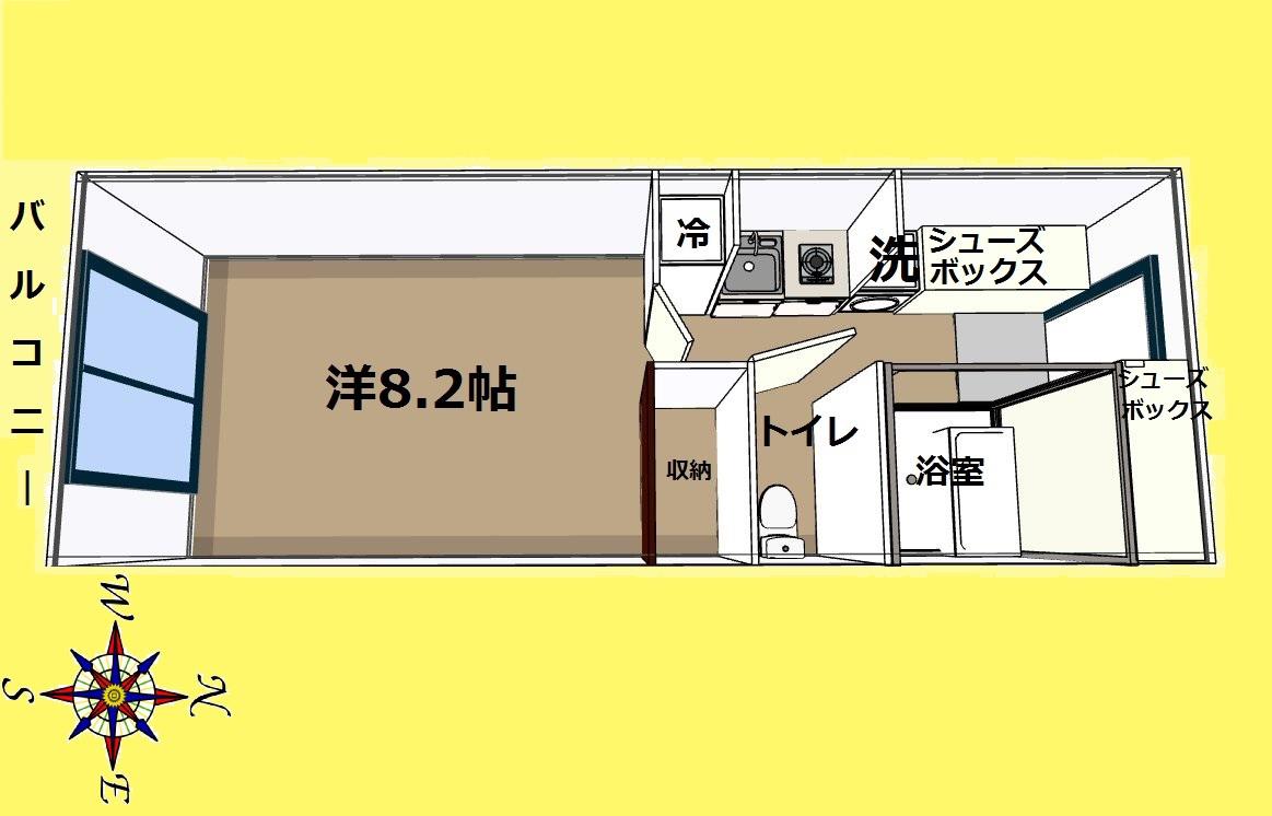ドミール乳銀杏(1K/3階)の間取り写真