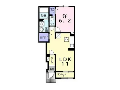 サン ヴェール 小林 A(1LDK/1階)の間取り写真