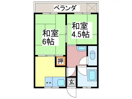 北岡アパート(2DK/1階)の間取り写真