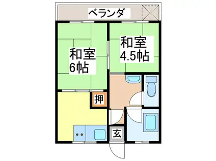 北岡アパート(2DK/1階)の間取り写真