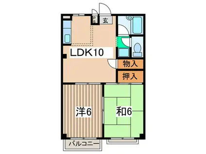 鴻和ハクエハイツ(2LDK/2階)の間取り写真