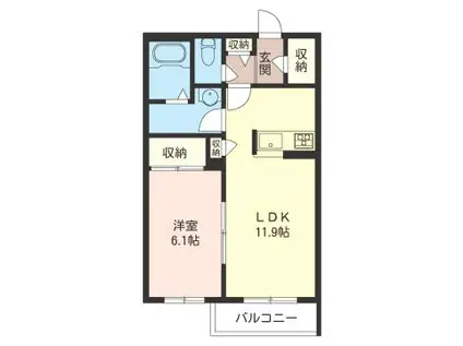 ラ・セゾン(1LDK/3階)の間取り写真