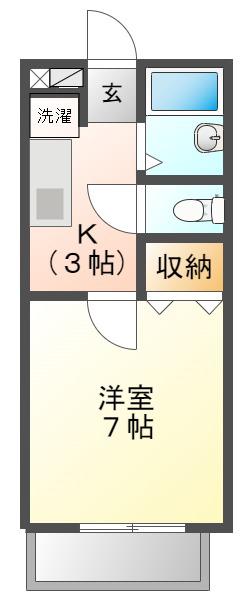 カルディア赤坂(1K/2階)の間取り写真