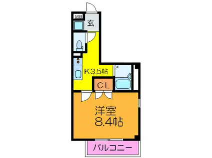 ハイツSHUWAII(1K/3階)の間取り写真