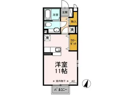 コンフォート岡本台(ワンルーム/1階)の間取り写真