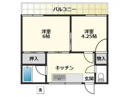 相川荘(2DK/2階)の間取り写真