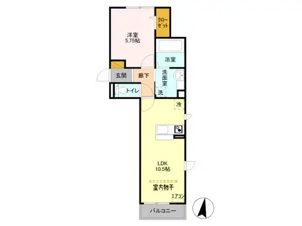 ウィット吉川 B(1LDK/2階)の間取り写真