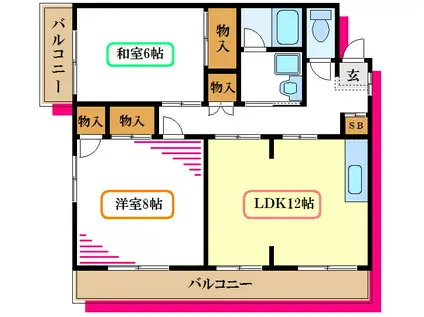 コーポ堀内(2LDK/3階)の間取り写真