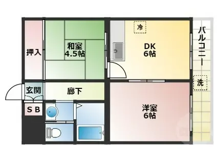 ミフネセントラルベア東三国(2DK/11階)の間取り写真