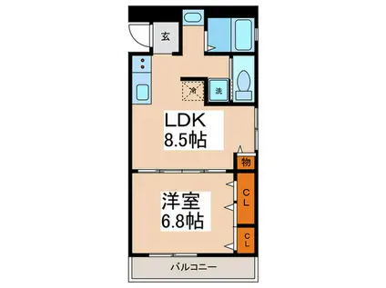 上鷺マンション(1LDK/3階)の間取り写真