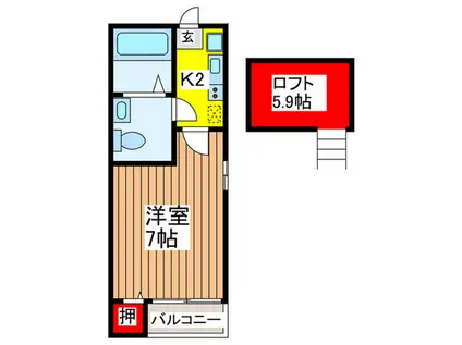コンパートメントハウス与野本町(1K/1階)の間取り写真