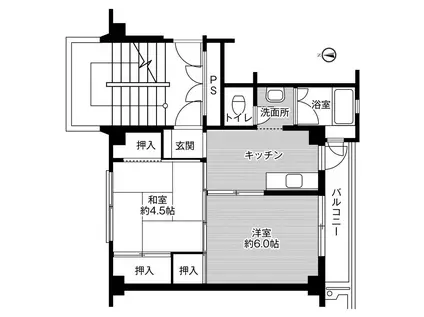 ビレッジハウス白枝2号棟(2K/2階)の間取り写真