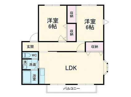 ユーロアベニュー四街道D(2LDK/1階)の間取り写真