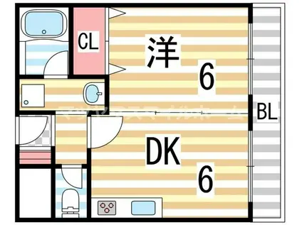 ドムール四條畷(1DK/3階)の間取り写真