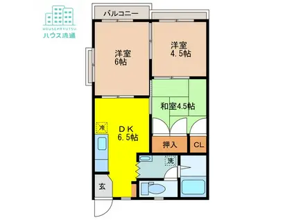 クレインハウス B(3DK/2階)の間取り写真