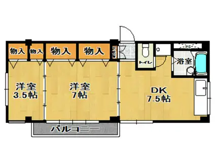 メゾンキャンパスII(2DK/2階)の間取り写真