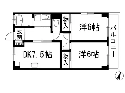 山本不動産第8ビル(2DK/3階)の間取り写真