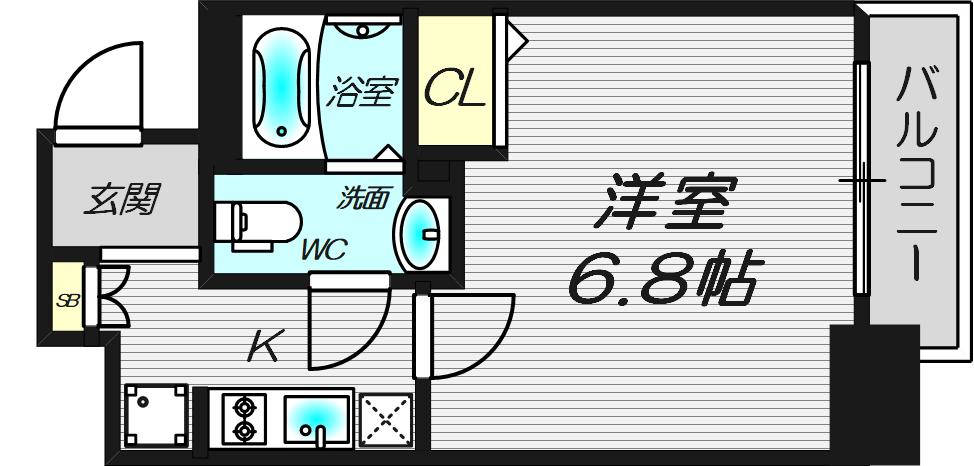 エグゼ大阪城イースト(1K/12階)の間取り写真