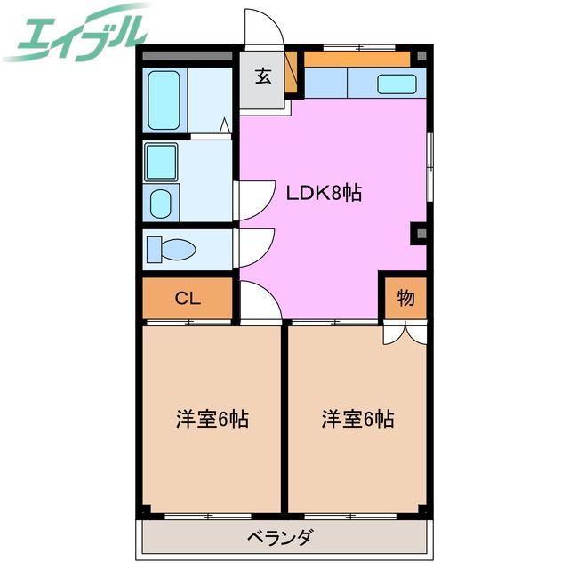 トラストB・D(2DK/2階)の間取り写真