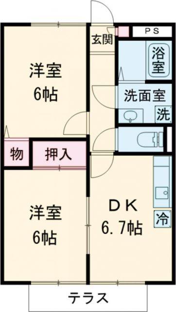 ライフステージ栗田(2DK/1階)の間取り写真