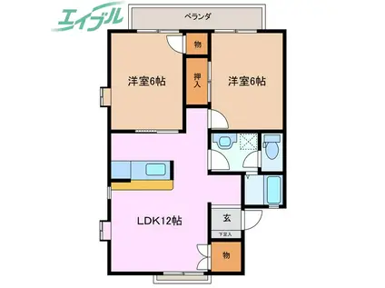 ボナールハウス A棟(2LDK/1階)の間取り写真