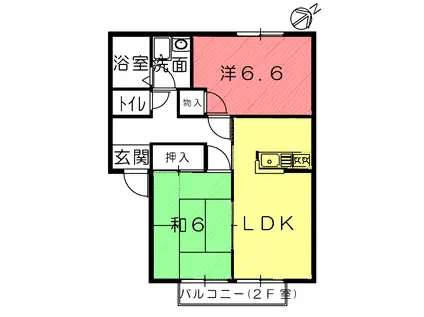 エイミアブル山崎(2LDK/1階)の間取り写真