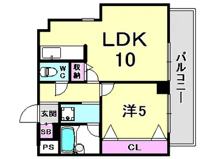 SANKOラフィーネ三宮(1LDK/7階)の間取り写真