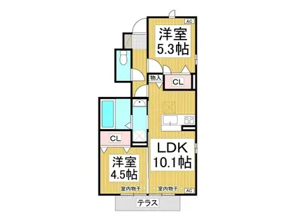 プレジール(2LDK/1階)の間取り写真