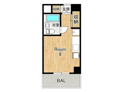 バックス大津雄琴レイクヒルズ(ワンルーム/3階)の間取り写真