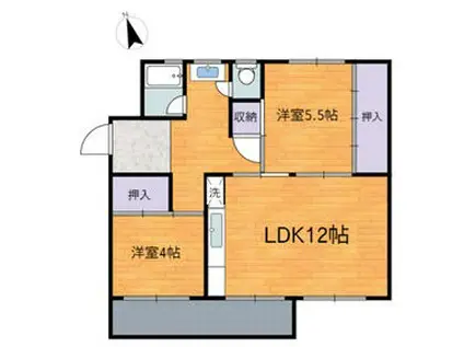 グランベルグ倉敷(2LDK/1階)の間取り写真