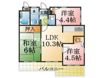 ワコーレプラージュ須磨(3LDK/3階)の間取り写真