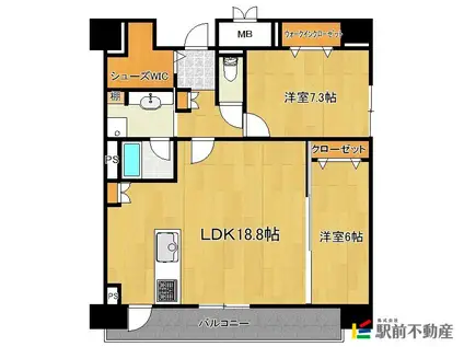 ADORABLE(2LDK/8階)の間取り写真