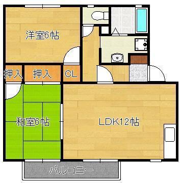 サンハイムKB棟(2LDK/2階)の間取り写真