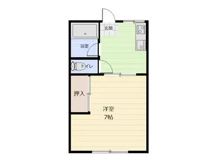 シティハイムA棟(1K/1階)の間取り写真