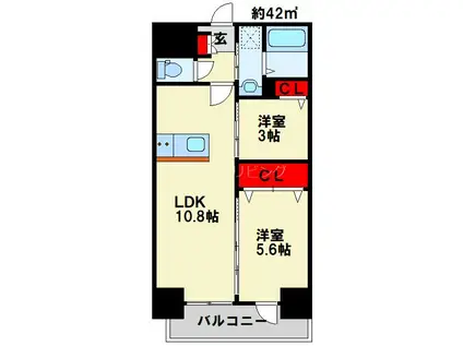 プレジデンスざ京(2LDK/11階)の間取り写真