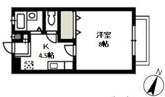 メープル湊A(1K/1階)の間取り写真