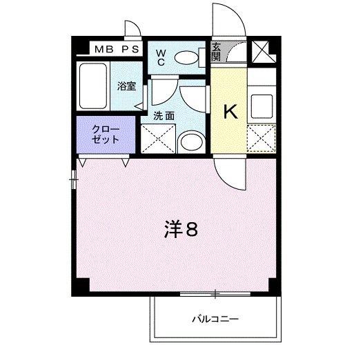 ハーモニーハウス(1K/2階)の間取り写真