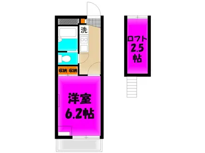 フロンティア(1K/1階)の間取り写真