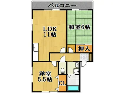 クレール花屋敷(2LDK/1階)の間取り写真