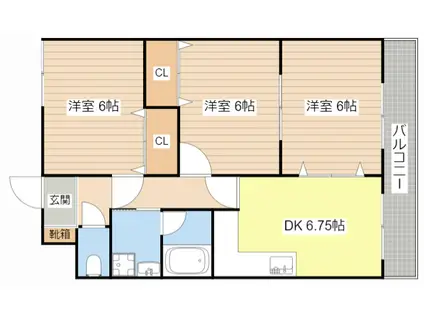 ヴィラ梅ノ井(3DK/3階)の間取り写真