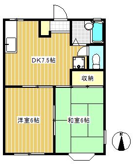 グランドールコートA(2DK/2階)の間取り写真